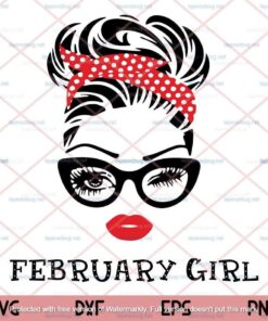Messy Bun, February Girl Svg, Polka Dot Headband Svg, Svg, Pretty Girl, Customizable Layered Svg, Png, Dxf, Eps