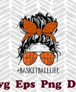 Messy Bun Girl, Basketball Life, Basketball Headband, Love Basketball, Basetball Mom, Layered SVG, DXF, PNG, EPS
