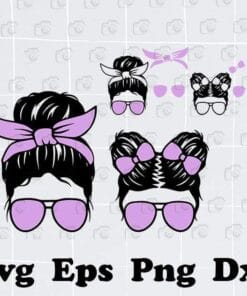 Messy Bun Mom, Mom Kid Life, Bundle Mom Life Svg, Momlife, Mom Daughter, Family Life Bundle, Layered SVG, DXF, PNG, EPS