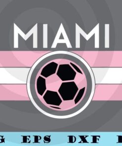 Miami Soccer Jersey Style Team Fan Flag Inter Ball Flamingo football sport Customizable Layered Svg, Svg Eps Png Dxf