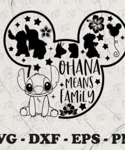 Mickey Head Design, Lilo and Stitch, Disney Trip, Disney Vacation, Disney Family, Cute Stitch, Ohana Means Family, Layered SVG, DXF, PNG, EPS