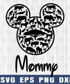 Mickey Head Ears With Animal Kingdom, Mommy, Disney, Disney Mom, Mickey Fans, Family Vacation, Layered Svg Eps Png Dxf
