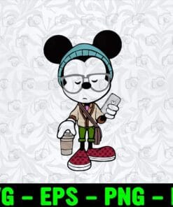 Mickey Hipster Disney, Mickey Mouse Wears Glasses, Happiest Hipster on Earth, Favorite Disney, Mickey Lovers SVG PNG DXF, EPS, PDF