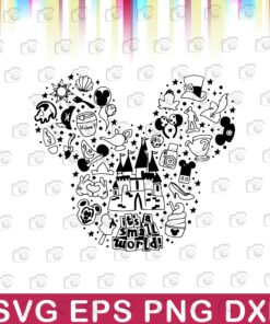 Mickey Mose, Walt Disney, Disneyworld , vacation , Disney Mickey Mouse, Mickey Lovers , Mickey Head Layered Svg Eps Png Dxf
