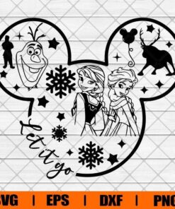 Mickey Mouse Head Art, Let It Go Svg, Anna Svg, Frozen Svg, Sister Svg, Disney Svg, Princess Svg, Layered Svg Eps Png Dxf