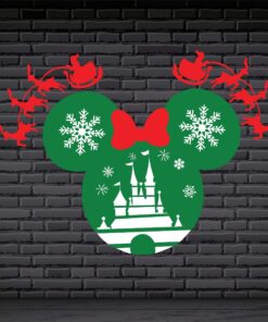 Mickey Mouse Head Christmas, Disney Mickey, Christmas svg, Merry Christmas, Snow, Disney Castle, Layered SVG, DXF, PNG, EPS