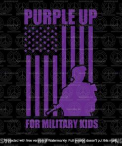 Military Kids Month Purple American Flag Svg, Patriotic Military Svg, Military Family Svg, Veteran Of US Army, Customizable Layered Svg, Png, Dxf, Eps