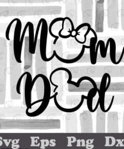 Mom Dad, Disney Mom Dad, Mickey and Minnie Outline Head, Disneyland, Mommy Gift, Daddy Gift,SVG PNG DXF, EPS, PDF