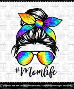 Mom Life Png, Messy Hair Bun Png, Mother's Day Png, Autism Awareness Customizable Png
