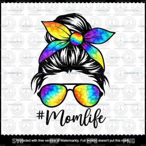 Mom Life Png, Messy Hair Bun Png, Mother's Day Png, Autism Awareness Customizable Png