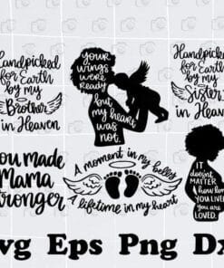 Mom Word Cloud, Handpicked For Earth By My Brother In Heaven, Make Mama Stronger, Kids, New Born Baby, Pregnant Woman, Layered SVG, DXF, PNG, EPS