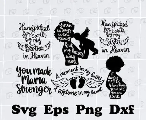 Mom Word Cloud, Handpicked For Earth By My Brother In Heaven, Make Mama Stronger, Kids, New Born Baby, Pregnant Woman, Layered SVG, DXF, PNG, EPS