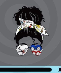 Momlife, Messy Bun Girl, Dr Seuss, Girl With Dr Seuss Glasses, Dr Seuss Headband, Cute Girl, Teacher Gift, Customizable Png