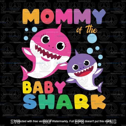 Mommy Of The Baby Shark Svg, Birthday Mommy Shark Svg, Baby Shark Do Do Do Svg, Customizable Layered Svg, Svg Eps Png Dxf