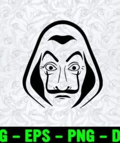 Money Heist, Salvador Dali Mask, La Casa De Papel, Movie Series, Money Heist, Spanish Netflix, SVG PNG DXF, EPS, PDF