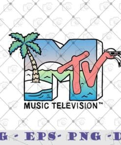 Mtv Beach Island Flamingo Logo Vintage Graphic, Beachy Flamingo Scene Retro Logo, music, Retro Mtv Logo Gifts Layered Svg Eps Png Dxf
