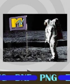 MTV Man On The Moon Logo Flag Graphic, Flag On Moon, MTV Flag, Space Travel,Music Customizable Layered Png