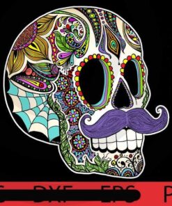 Mustache Sugar Skull , Happy Halloween 2021, 2021 Halloween, Halloween, Halloween Theme, Scary Halloween Art, Scary Halloween Gift, Customizable PNG