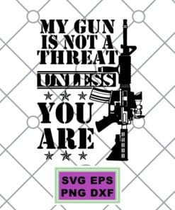 My Gun Is Not A Threat, Unless You Are, Bullet , Gun, Gun Lover, Gift For Man Layered Svg,Svg Eps Png Dxf