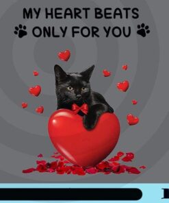 My heart Beats Only For You, Black Cat, Cat With Hearts, Valentine's Day, Valentine Gift, Cat Lover, Cute Cat Customizable Png