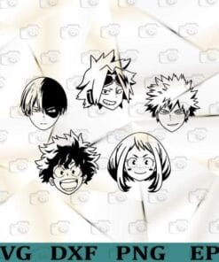 My Hero Academia, Izuku midoriya, Bakugo Katsuki, Todoroki Shoto, Ochako, Anime Lover, Layered Svg Eps Png Dxf