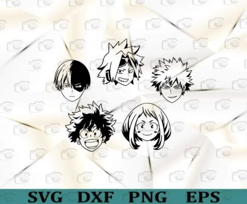 My Hero Academia, Izuku midoriya, Bakugo Katsuki, Todoroki Shoto, Ochako, Anime Lover, Layered Svg Eps Png Dxf