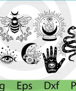 Mystical svg, Crystal Moon svg, Celestial svg, Moon Phase svg, Moon Cat svg, Mystic Cat svg, Svg Files for cricut, COMMERCIAL LICENSE Halloween, Customizable Layered Svg, Svg Eps Png Dxf