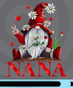 Nana Gnome Valentine's Day, Matching Family Gifts For Grandma, Red Gnome , Daisy Flower, 2-finger Scrub gesture Customizable PNG