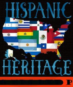 National Hispanic Heritage Month US MAP , Spain, Mexico, The Caribbean, Central and South America Language Culture Customizable PNG
