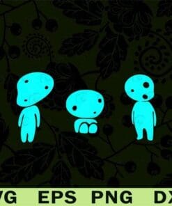 Neon Glowing Kodama Magnets, Set Of Three, Blue, Fan Of Anime, Adorable, Little Kodama, Japanese Culture, Layered SVG, DXF, PNG, EPS