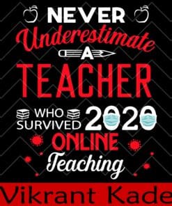 Never Underestimate Teacher 2020, Online Teaching, Special Edition, Online Classroom, Teacher Gift, Layered SVG, DXF, PNG, EPS