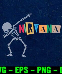 Nirvana, Skull Dabing,Dabbing Skeleton, Skull Dabbin Glow Effect, Rock and roll Culture, Rock and roll, music, influenced lifestyles Layered Svg Eps Png Dxf