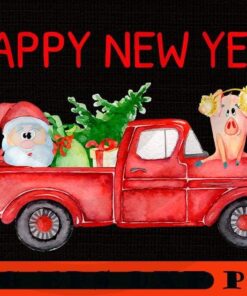 Old Red Truck - Year of the Pig 2019 - Chinese Lunar New Year, Happy Christmas Christmas Truck X-mas, Christmas Day, Cute Christmas Gift, Customizable PNG