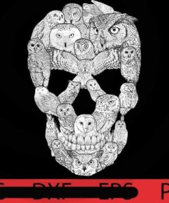 Owl Filled Skull, Halloween 2021 art, Halloween, Halloween Theme, Scary Halloween Skull Gift, Customizable PNG