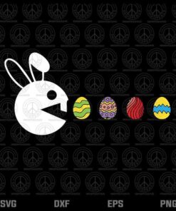 Pac Man Bunny, Bunny Happy Easter Egg Hunting Svg, Easter Egg, Video-Game, Gamer, Layered Svg, Png, Dxf, Eps