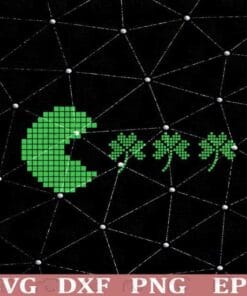 Pacman Shamrock, St Patricks Day, Clovers Funny, ,St Patrick's, Shamrock, Shamrock Cloves, Funny Gift, Lucky Layered Svg Eps Png Dxf