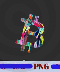 Painted Bitcoin, Bitcoin Stock Market Abstract Paint Art, Colorful Bitcoin Painting, Cryptocurrency Customizable Layered Png