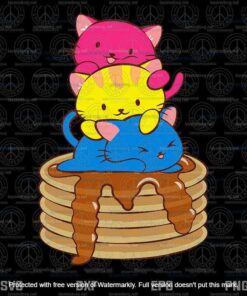 Pansexual Pride Flag Kawaii Cats on Pancakes LGBT Pride Layered Svg, Svg Eps Png Dxf