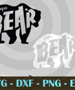 Papa Bear father's day dad daddy Design Bundles Customizable Layered Svg, Svg Eps Png Dxf