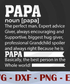 Papa dictionary, Love Dad, Daddy, Father's Day, Customizable Layered Svg, Svg Eps Png Dxf