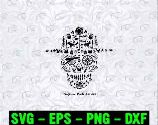Park Skull, National Park Service, Plants And Animals, National Monument, Sugar Skull Custom, SVG PNG DXF, EPS, PDF