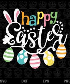Pastel Happy Easter, Easter Bunny, Easter Egg, Bunny Ears, Happy Easter, Egg Hunt, Layered Svg, Png, Dxf, Eps