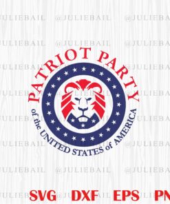 Patriot Party, Conservative Lion Patriotic, 4th of July, Independence Day 2021, Lion Logo Pullover, NFL, Logo, Patriot Party Lion SVG PNG DXF, EPS, PDF