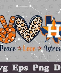 Peace love Astros, Houston Astros Svg, Astros Baseball, Houston Baseball, Astros Logo, Leopard Heart, Mlb Team,Layered Svg, Svg Eps Png Dxf