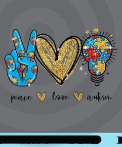 Peace Love Autism, Puzzle Ribbon, Gift, Autism Awareness, Autism Day, Puzzle Light Bulb, Customizable Png