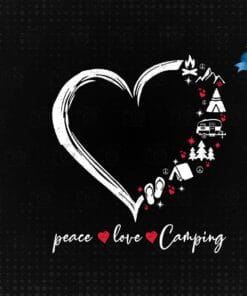 Peace Love Camping, Gift for Camper, Love Camping, Camp Heart, Layered SVG, DXF, PNG, EPS