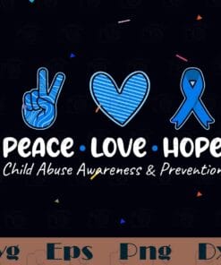 Peace Love Hope, Child Abuse Awareness, Blue Ribbon, Blue Awareness Ribbon, Prostate Cancer Ribbon, Layered SVG, DXF, PNG, EPS