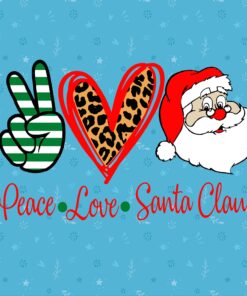 Peace, Love, Santa Claus, Merry Christmas, Christmas Holiday, Leopard Heart, Christmas Gift, Layered SVG, DXF, PNG, EPS
