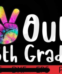 Peace Out 5th Grade Tie Dye Graduation Class Of 2021 Virtual T-Shirt Customizable PNG