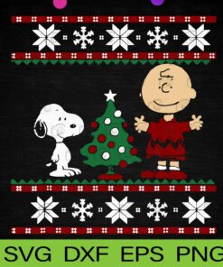 Peanuts Snoopy and Charlie Christmas, Merry Christmas, Christmas Tree, Christmas Gift, Layered SVG, DXF, PNG, EPS